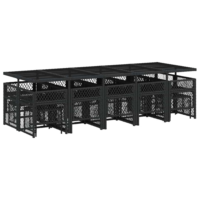 Set mobilier de grădină cu perne, 15 piese, negru, poliratan - WALTI WALTI