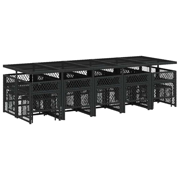 Set mobilier de grădină cu perne, 15 piese, negru, poliratan - WALTI WALTI