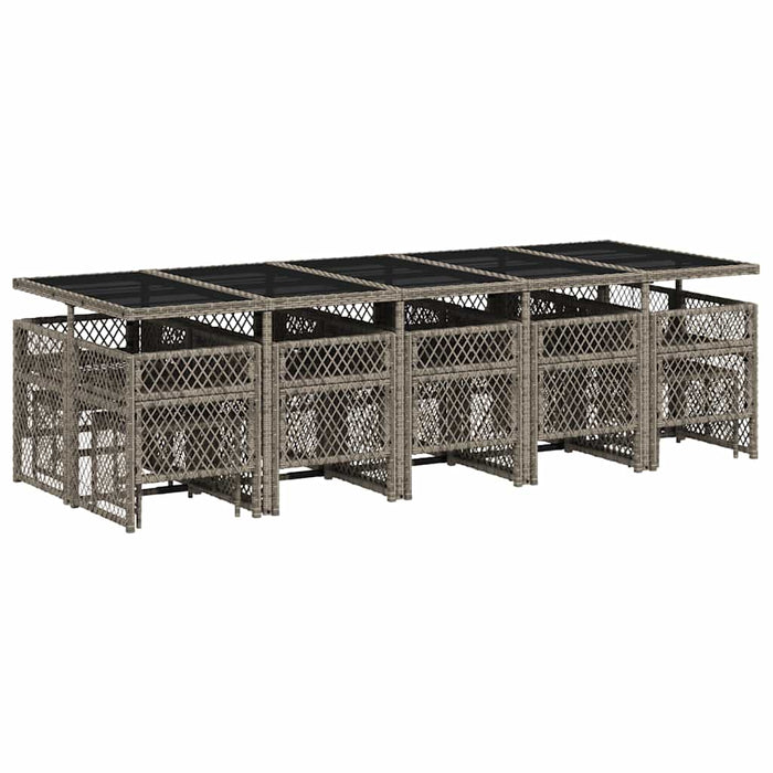 Set mobilier de grădină cu perne, 15 piese, gri, poliratan WALTI