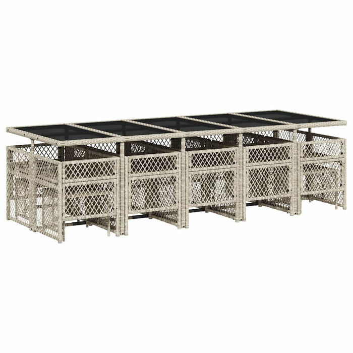 Set mobilier de grădină cu perne 15 piese gri deschis poliratan - WALTI WALTI