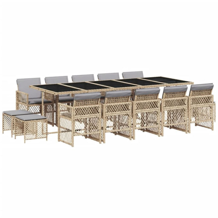 Set mobilier de grădină cu perne, 15 piese, bej, poliratan - WALTI WALTI