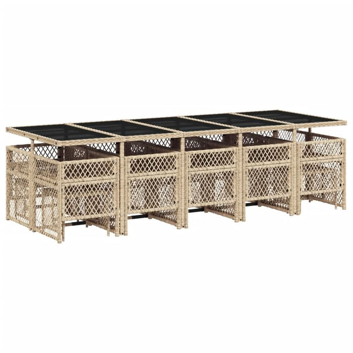 Set mobilier de grădină cu perne, 15 piese, bej, poliratan - WALTI WALTI