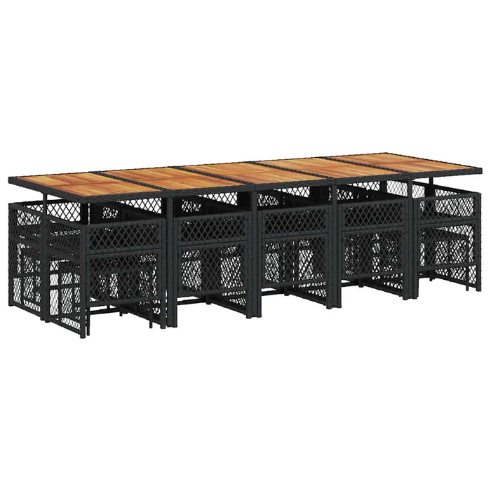 Set mobilier de grădină cu perne, 15 piese, negru, poliratan - WALTI WALTI