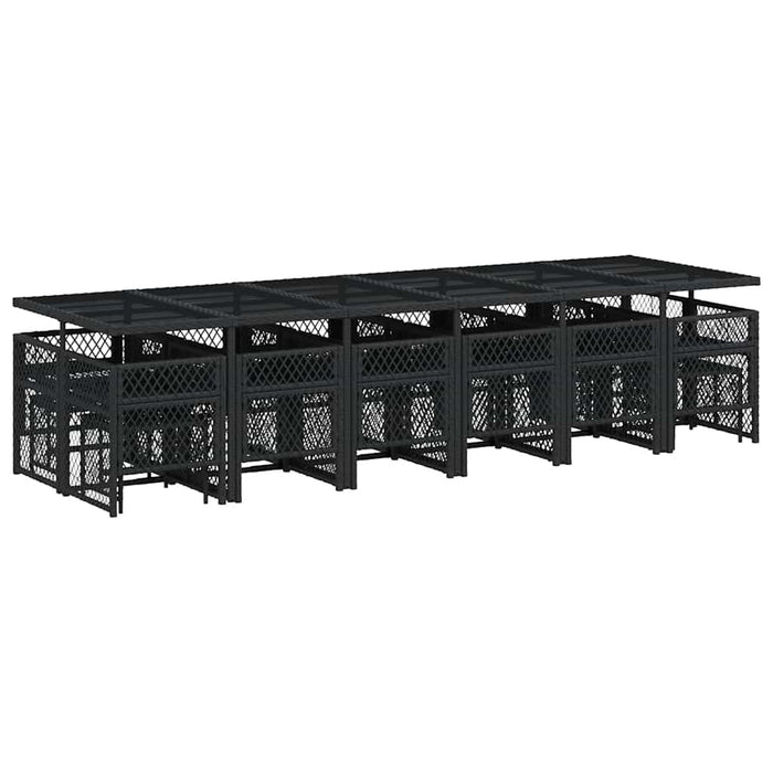 Set mobilier de grădină cu perne, 17 piese, negru, poliratan - WALTI WALTI