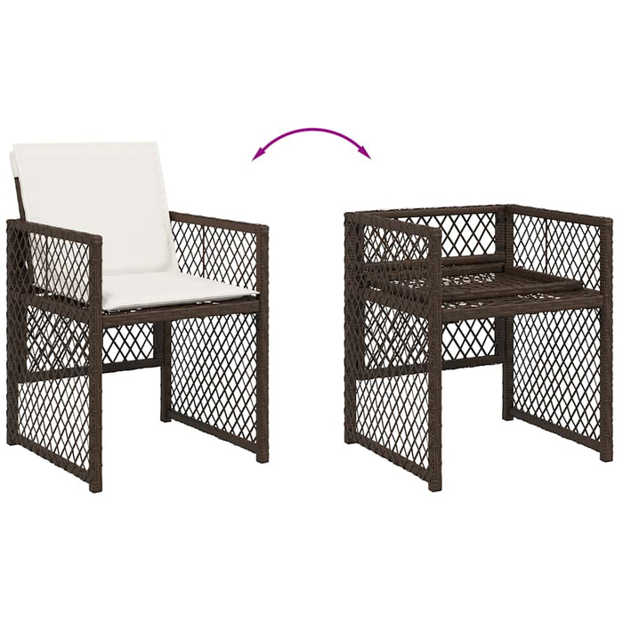 Set mobilier de grădină cu perne, 17 piese, maro, poliratan - WALTI WALTI