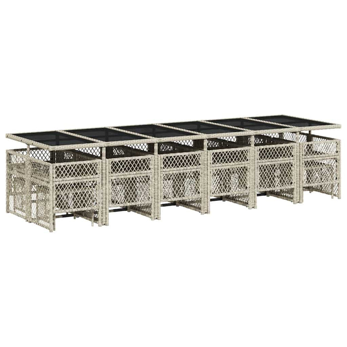 Set mobilier de grădină cu perne 17 piese gri deschis poliratan - WALTI WALTI