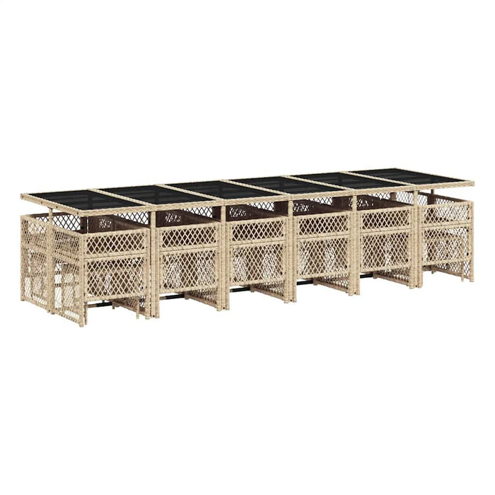 Set mobilier de grădină cu perne, 17 piese, bej, poliratan - WALTI WALTI