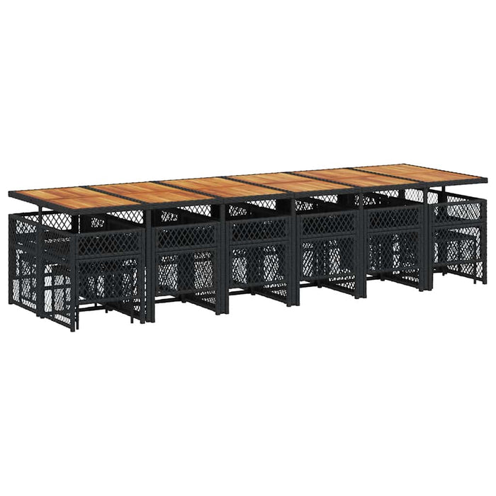 Set mobilier de grădină cu perne, 17 piese, negru, poliratan - WALTI WALTI