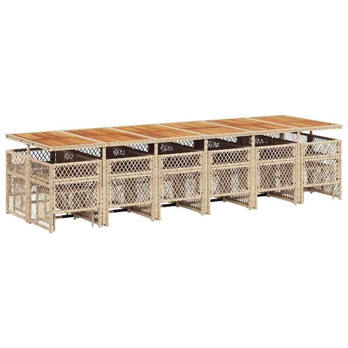 Set mobilier de grădină cu perne, 17 piese, bej, poliratan WALTI