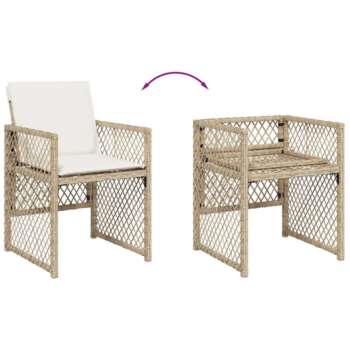 Set mobilier de grădină cu perne, 17 piese, bej, poliratan WALTI