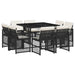 Set mobilier de grădină cu perne, 9 piese, negru, poliratan - WALTI WALTI
