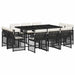 Set mobilier de exterior cu perne, 11 piese, negru, poliratan - WALTI WALTI
