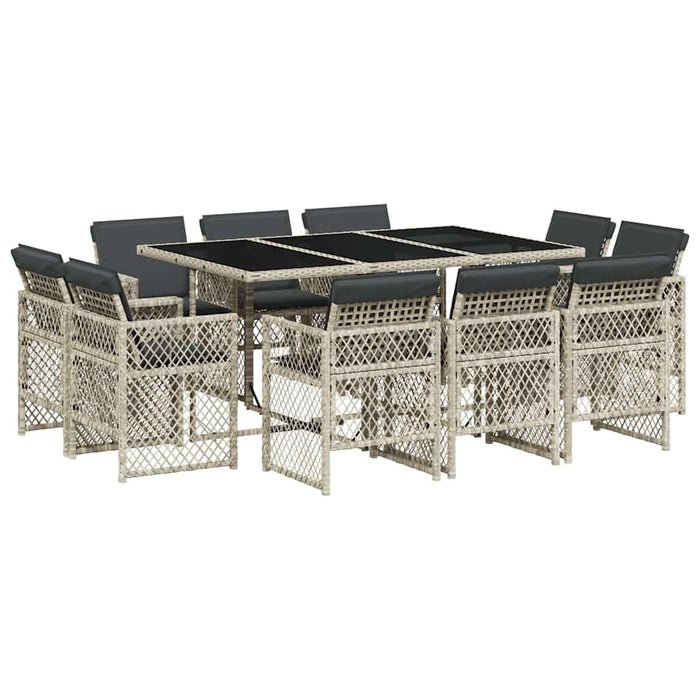 Set mobilier de grădină cu perne 11 piese gri deschis poliratan - WALTI WALTI