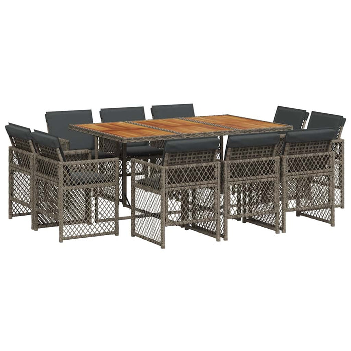 Set mobilier de grădină cu perne, 11 piese, gri, poliratan WALTI