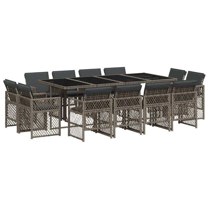 Set mobilier de grădină cu perne, 13 piese, gri, poliratan - WALTI WALTI