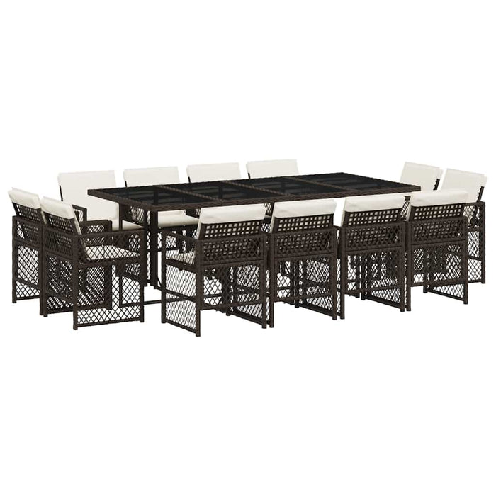 Set mobilier de grădină, 13 piese, maro, cu perne, poliratan - WALTI WALTI
