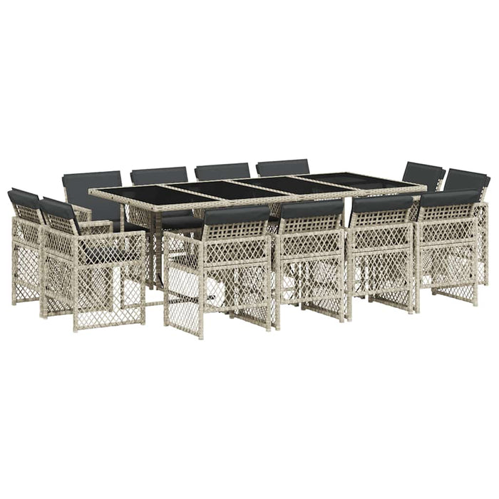 Set mobilier de grădină cu perne 13 piese gri deschis poliratan - WALTI WALTI