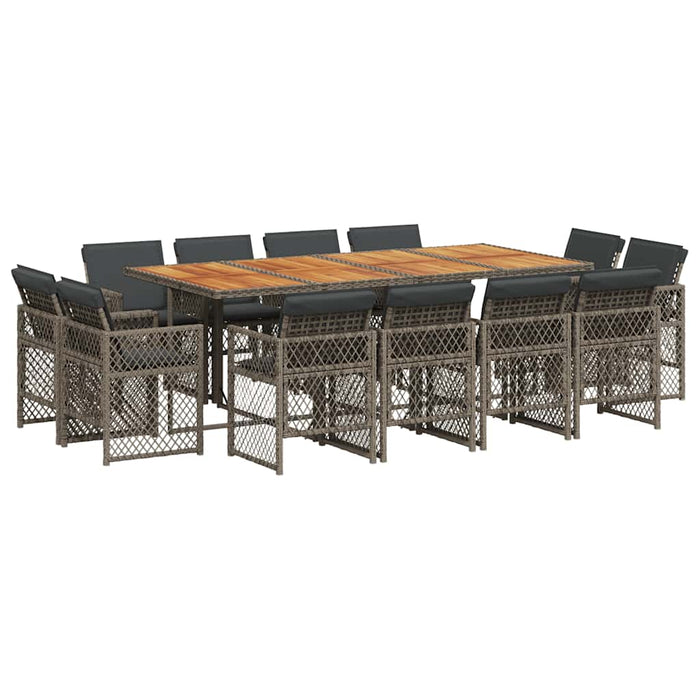 Set mobilier de grădină cu perne, 13 piese, gri, poliratan - WALTI WALTI