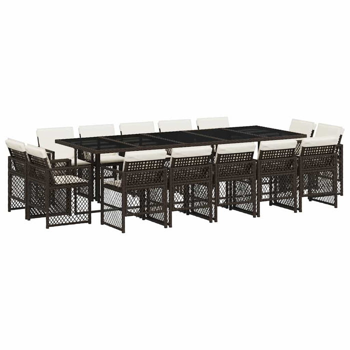 Set mobilier de grădină cu perne, 15 piese, maro, poliratan - WALTI WALTI
