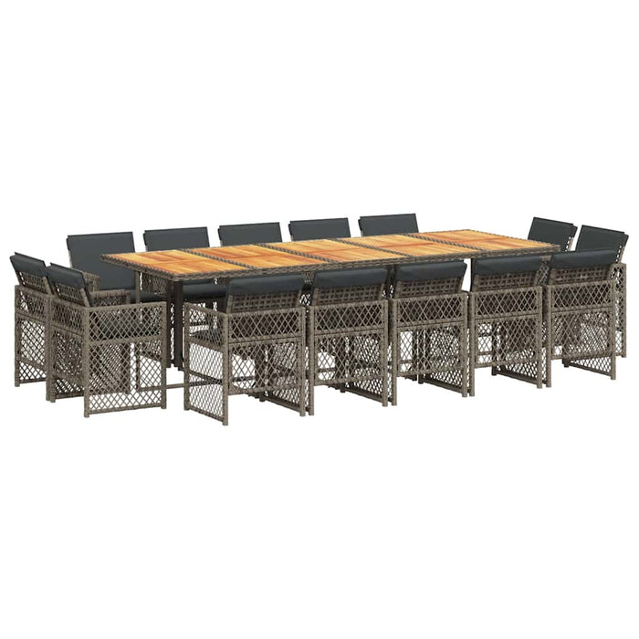 Set mobilier de grădină cu perne, 15 piese, gri, poliratan - WALTI WALTI