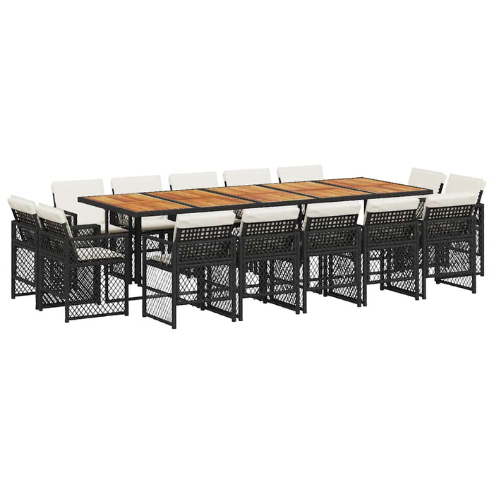 Set mobilier de grădină cu perne, 15 piese, negru, poliratan - WALTI WALTI