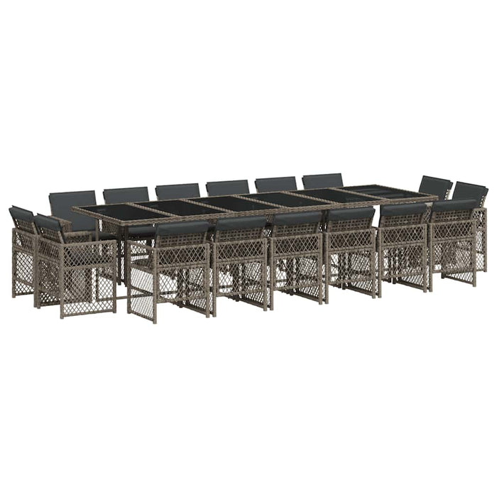 Set mobilier de grădină cu perne, 17 piese, gri, poliratan - WALTI WALTI