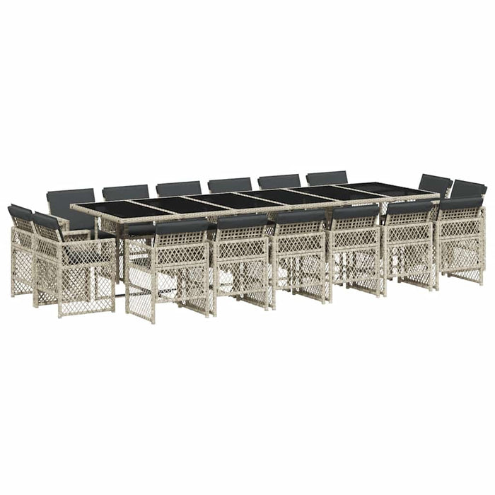 Set mobilier de grădină cu perne 17 piese gri deschis poliratan - WALTI WALTI
