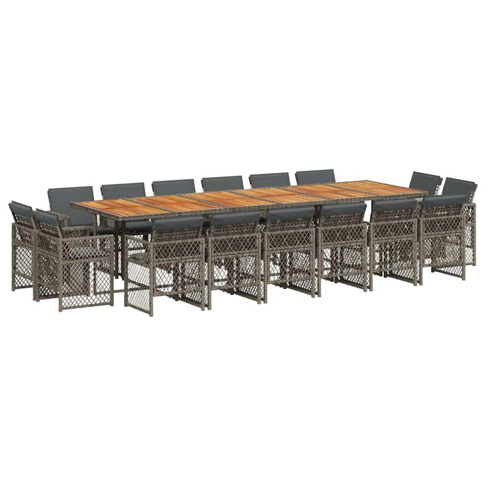 Set mobilier de grădină cu perne, 17 piese, gri, poliratan WALTI