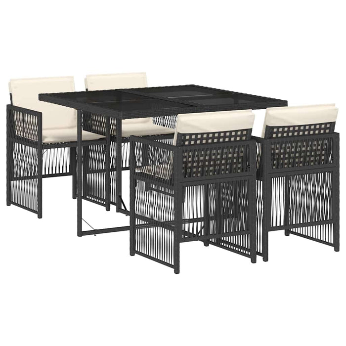 Set mobilier de grădină cu perne, 5 piese, negru, poliratan - WALTI WALTI