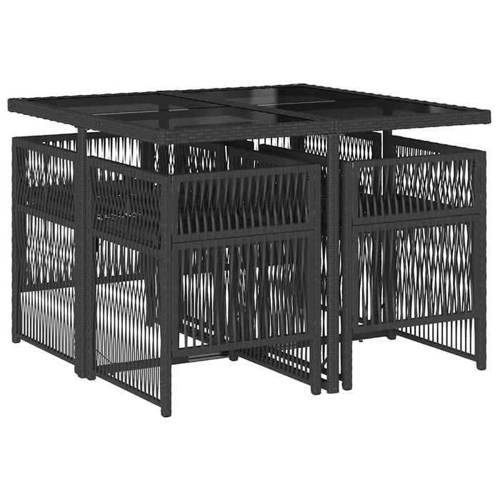 Set mobilier de grădină cu perne, 5 piese, negru, poliratan - WALTI WALTI