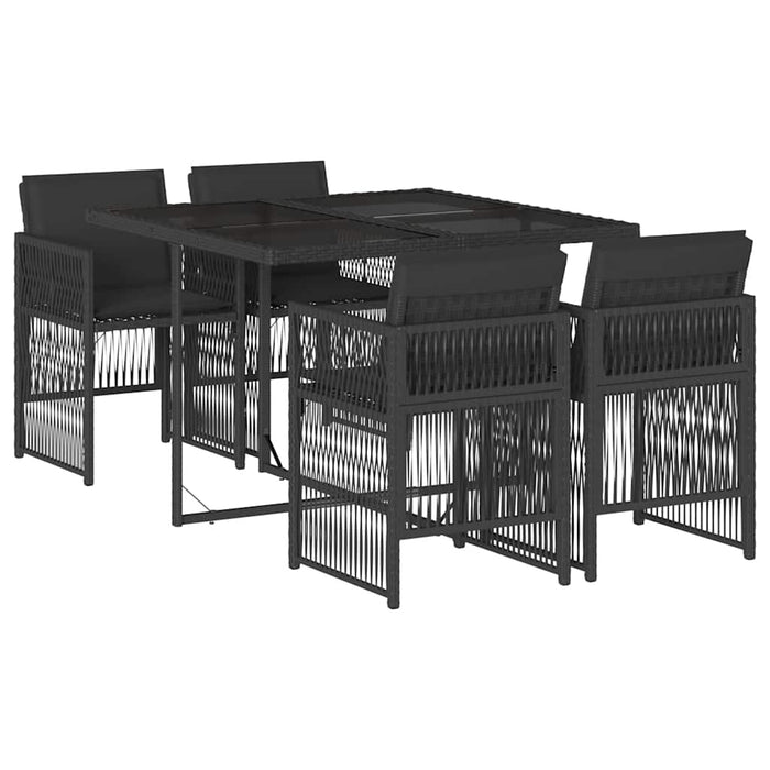 Set mobilier de grădină cu perne, 5 piese, negru, poliratan - WALTI WALTI
