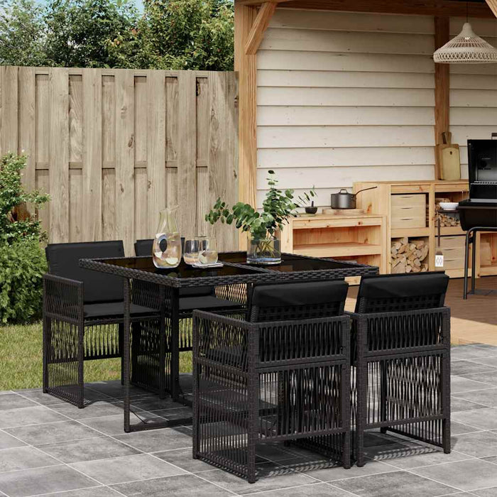 Set mobilier de grădină cu perne, 5 piese, negru, poliratan - WALTI WALTI