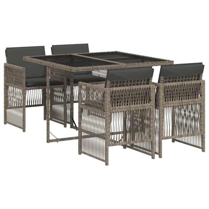 Set mobilier de grădină cu perne, 5 piese, gri, poliratan - WALTI WALTI