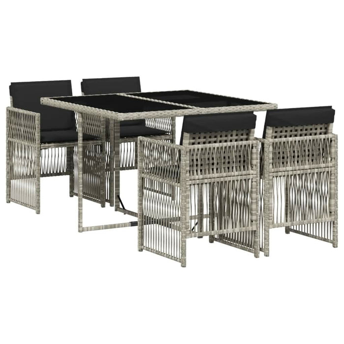 Set mobilier de grădină cu perne, 5 piese gri deschis poliratan - WALTI WALTI
