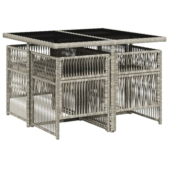 Set mobilier de grădină cu perne, 5 piese gri deschis poliratan - WALTI WALTI