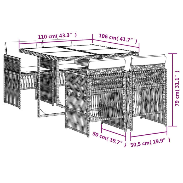 Set mobilier de grădină cu perne, 5 piese gri deschis poliratan - WALTI WALTI
