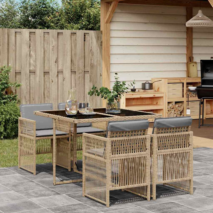 Set mobilier pentru grădină, 5 piese, cu perne, bej, poliratan - WALTI WALTI