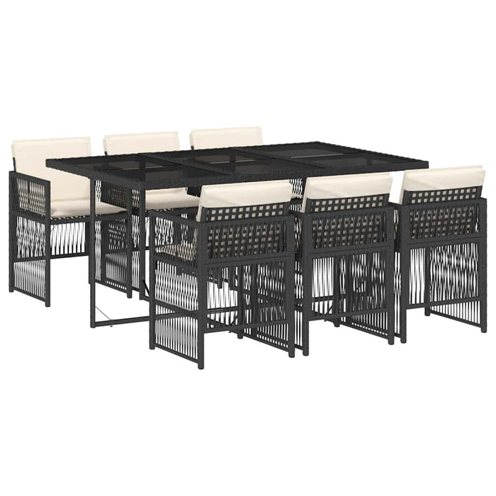 Set mobilier de grădină cu perne, 7 piese, negru, poliratan - WALTI WALTI
