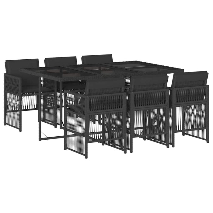 Set mobilier de grădină cu perne, 7 piese, negru, poliratan - WALTI WALTI