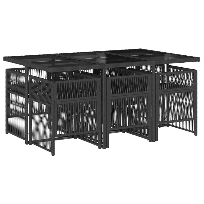 Set mobilier de grădină cu perne, 7 piese, negru, poliratan - WALTI WALTI