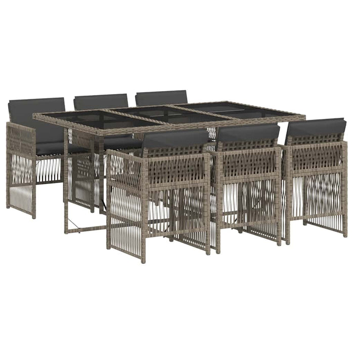 Set mobilier de grădină cu perne, 7 piese, gri, poliratan - WALTI WALTI