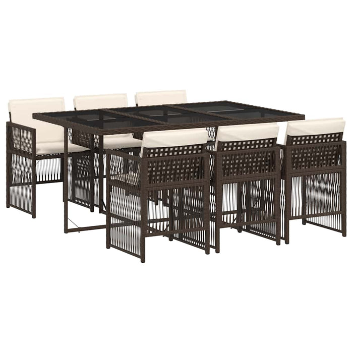 Set mobilier de grădină cu perne, 7 piese, maro, poliratan WALTI