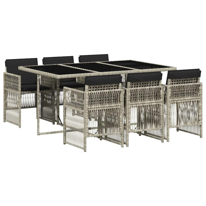 Set mobilier de grădină cu perne, 7 piese gri deschis poliratan - WALTI WALTI