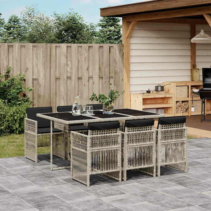 Set mobilier de grădină cu perne, 7 piese gri deschis poliratan - WALTI WALTI