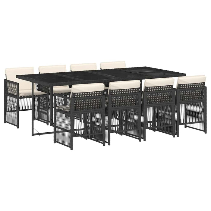 Set mobilier de grădină cu perne, 9 piese, negru, poliratan - WALTI WALTI