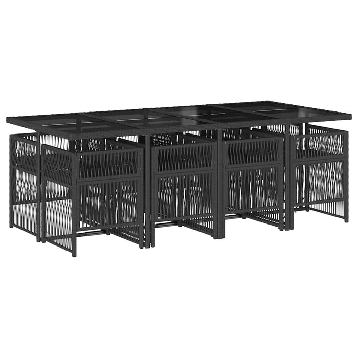 Set mobilier de grădină cu perne, 9 piese, negru, poliratan - WALTI WALTI