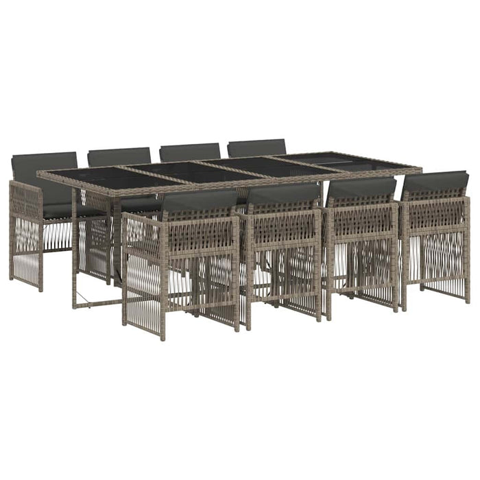 Set mobilier grădină cu perne, 9 piese, gri, poliratan WALTI
