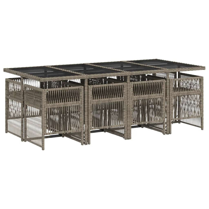 Set mobilier grădină cu perne, 9 piese, gri, poliratan WALTI
