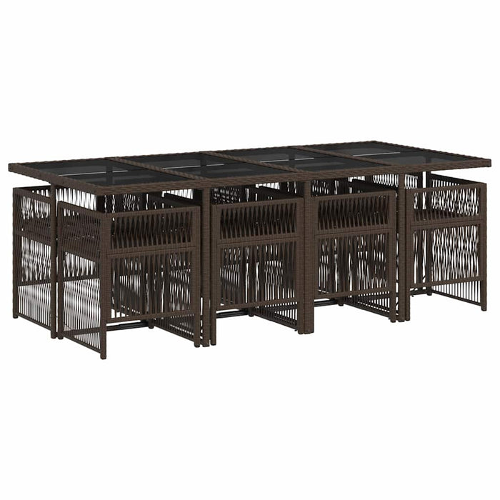 Set mobilier de grădină cu perne, 9 piese, maro, poliratan WALTI