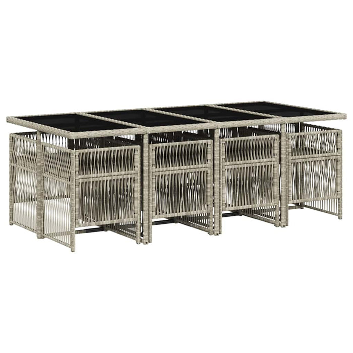 Set mobilier grădină cu perne, 9 piese, gri deschis, poliratan WALTI